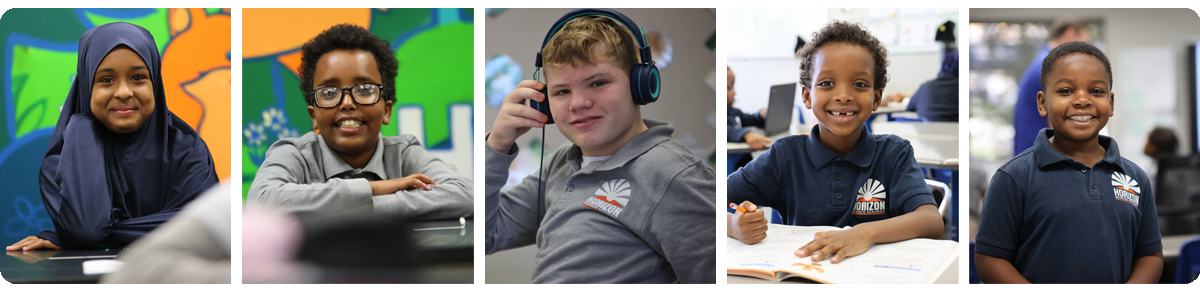 Collage of five individual student portraits